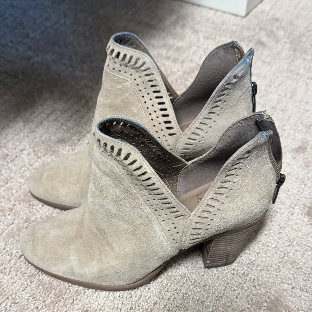 Vince Camuto Beige Suede Ankle Booties